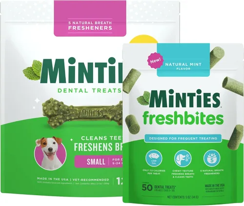 Vista 23 de Minties VetIQ - Golosinas dentales en hueso para perros, masticables dentales para perros medianos a grandes (más de 40 libras), 40