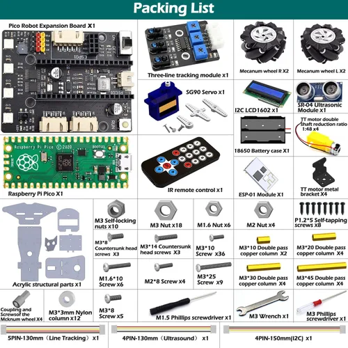 Vista 2 de Adeept Kit robótico de ruedas mecánicas omnidireccionales 4WD compatible con Raspberry Pi Pico DIY STEM Kit de robot educativo controlado a