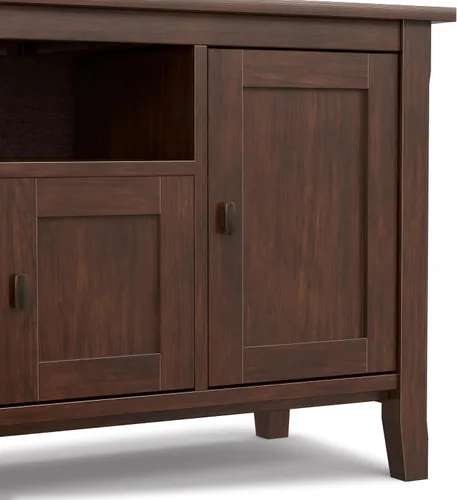 Vista 11 de SIMPLIHOME Warm Shaker - Soporte de TV de madera maciza de 72 pulgadas de Marrón rojizo