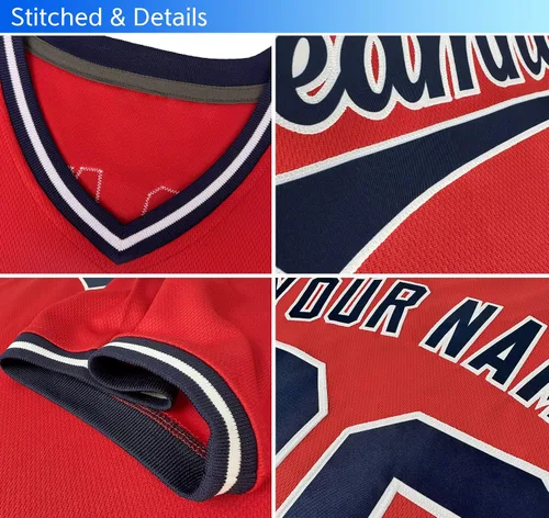 Vista 3 de Camiseta de béisbol personalizada con cuello en V para hombres, mujeres y jóvenes, camisetas de béisbol personalizadas con costuras o estampadas