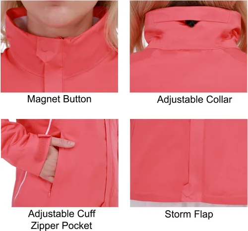 Vista 3 de Chaqueta de lluvia de golf para mujer, impermeable, transpirable, cortavientos, ligera, para correr, senderismo, ciclismo, camping