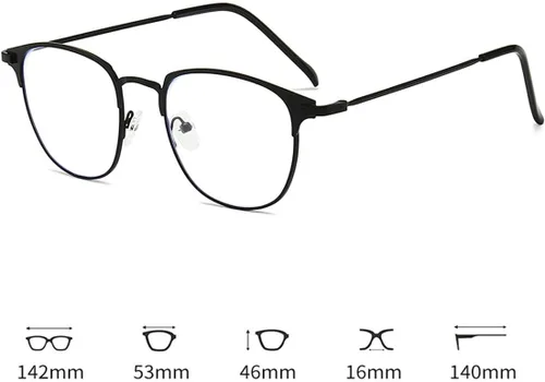 Vista 4 de DEPEYE Gafas de miopía con bloqueo de luz azul, marco de metal, gafas retro para miopía, gafas de 0.5 a 4.0 de fuerza Negro