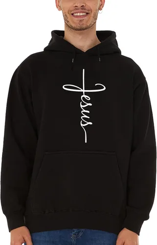 Vista 2 de shop4ever Sudaderas con capucha Jesus Cross Negro