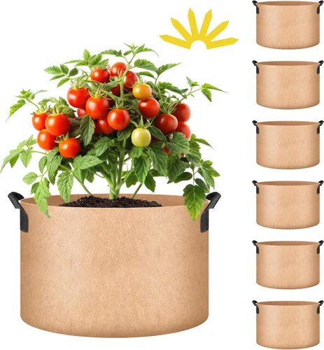 Vista 12 de iPower - Bolsa de cultivo para plantas de 5 galones, paquete de 6, resistentes, de tela con asas de nylon, contenedores de 300g de tela no tejida