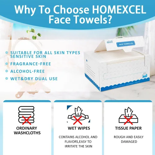 Vista 7 de HOMEXCEL Toallas faciales, toallitas faciales desechables, toallitas secas biodegradables para quitar maquillaje, toallas faciales súper suaves