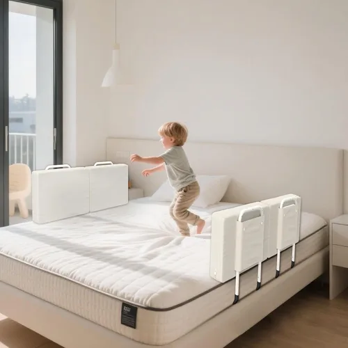 Vista 9 de Riel de cama para niños pequeños, protector de cama ajustable para camas individuales y matrimoniales, rieles de seguridad de cama para niños