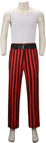 Vista 5 de FOGHORN Adult Men Ace Ventura Costume Outfit Classic Movie Shirt Vest Striped Pants Belt Halloween Cosplay Full Set
