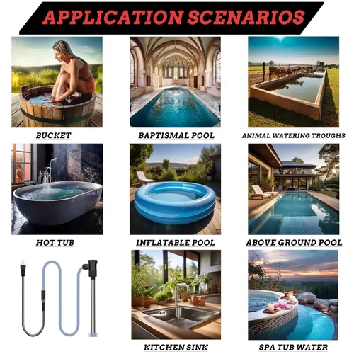 Vista 7 de Calentador de agua de inmersión 316SS para piscina sobre el suelo de 2000 W con temporizador WiFi y control de temperatura, calentador sumergible