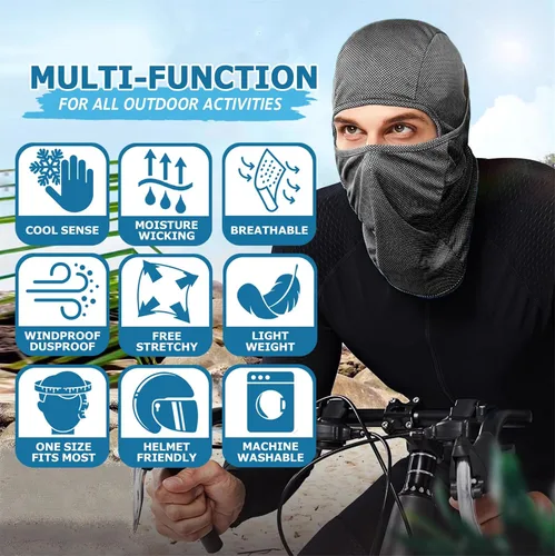 Vista 6 de Headshion Pasamontañas refrescantes para hombres y mujeres, verano, paquete de 2 polainas para el cuello, bandana, diadema, máscara de esquí, forro