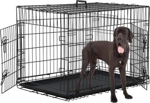 Vista 11 de Jaulas de 24 pulgadas para perros pequeños, 20 libras, jaula plegable para mascotas con bandeja de panel divisor, jaula de doble puerta para Negro