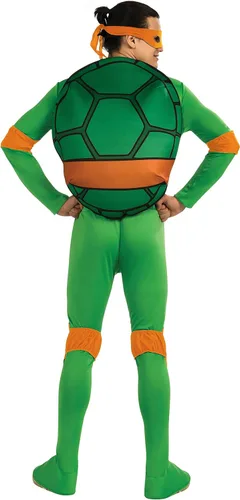 Vista 2 de Nickelodeon Disfraz y accesorios de Michelangelo para adultos de tortugas ninja, Multicolor
