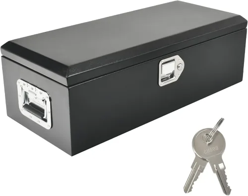 Vista 15 de Caja de herramientas de acero negro de 24 pulgadas, para camioneta, coche, remolque, almacenamiento en exterior, organizador de herramientas