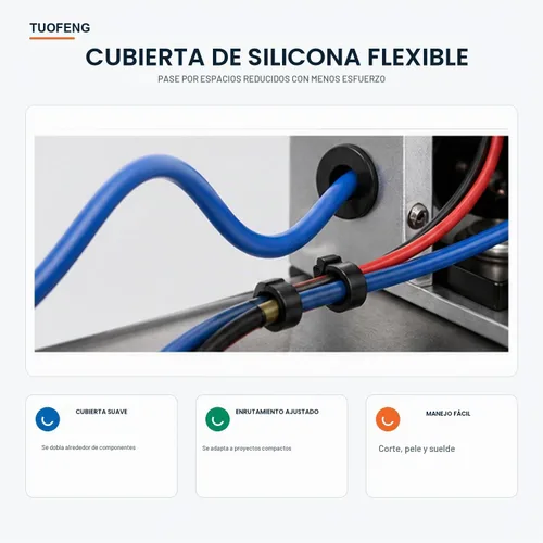 Vista 5 de TUOFENG 14AWG Cable de silicona de 13.2 pies (4m) 6 colores - Cable trenzado de cobre estañado flexible 600V resistente a altas temperaturas