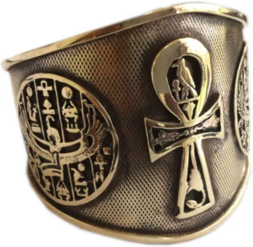 Vista 2 de kemet art Brazalete de bronce egipcio