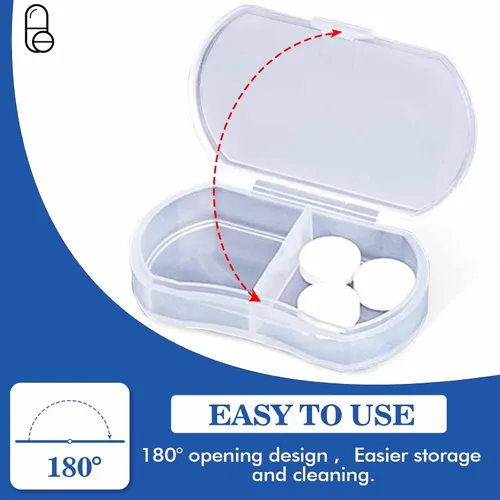 Vista 6 de Pastillero para bolso, organizador de pastillas pequeño, portátil, para viajes, diarios, pastilleros, AM y PM, mini pastillero para vitaminas