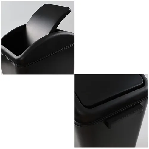 Vista 4 de Cubo de basura de plástico con tapa, 4.5 galones, color negro, paquete de 3
