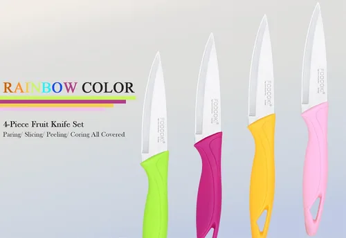 Vista 7 de Cuchillo de pelar de 4 pulgadas, juego de 4 cuchillos de pelar de frutas con funda de protección, pequeño cuchillo de pelado y corte afilado