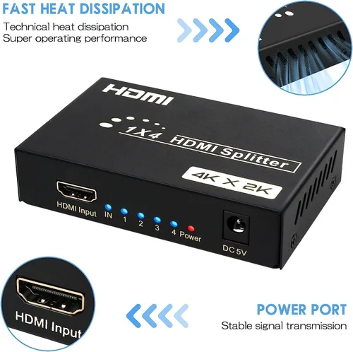 Vista 5 de Divisor HDMI 1 en 4 salidas, 4Kx2K @30Hz