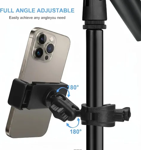 Vista 3 de Soporte de teléfono para soporte de micrófono, soporte de música ajustable para teléfonos móviles, soporte de micrófono giratorio compatible