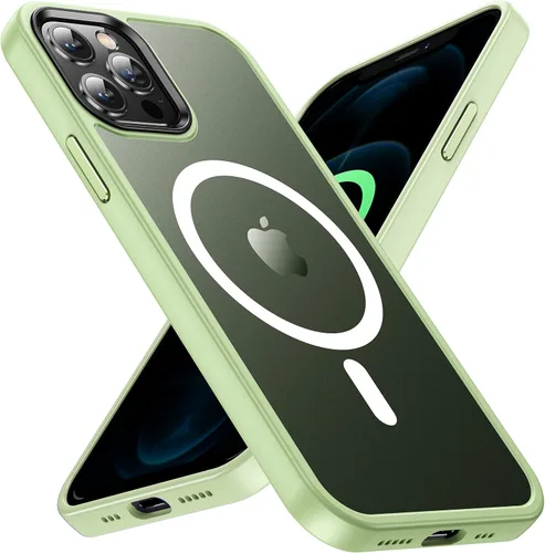 Vista 7 de Funda magnética para iPhone 12 Pro Max [protección militar contra caídas] [compatible con MagSafe], antihuellas, a prueba de golpes, translúcida