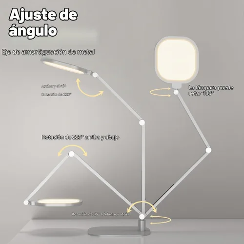 Vista 5 de Lámpara de escritorio LED para oficina en casa, luz de escritorio para videollamada, luz de computadora de 3 temperaturas de color y 10 niveles