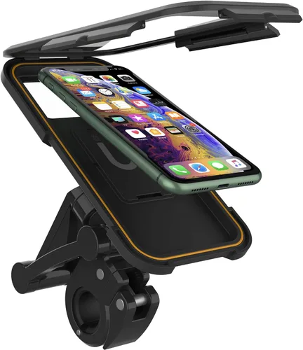 Vista 4 de Punkcase Funda impermeable para teléfono de bicicleta, soporte universal para manillar para teléfonos celulares de hasta 6.7 pulgadas, pantalla