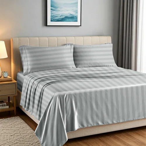Vista 22 de Carressa Linen Juego de 2 fundas de almohada 100% de algodón egipcio de la serie 1500 de lujo tamaño estándar/Queen (beige), suaves como la seda