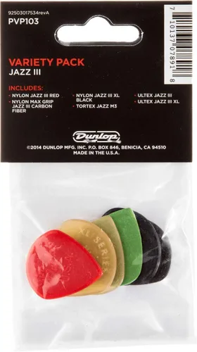 Vista 2 de Jim Dunlop Jazz III Pick - Paquete variado de 6