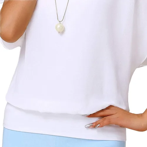 Vista 5 de Neineiwu blusa de gasa suelta casual de manga corta para mujer