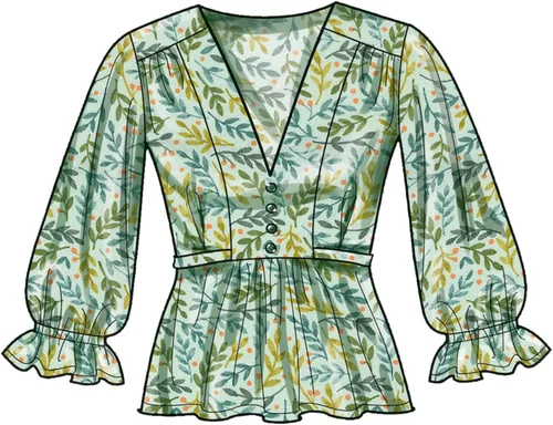Vista 7 de Simplicity Misses' - Paquete de patrón de costura con cuello en V, código S9748, tallas 6-8-10-12-14, multicolor