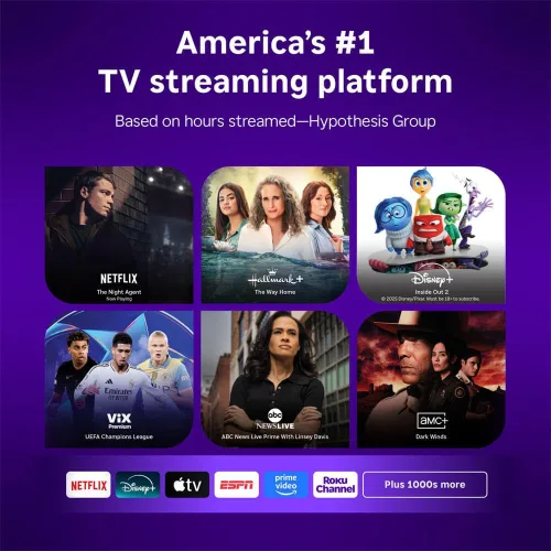 Vista 4 de Roku Serie Select de 55 pulgadas, Smart TV 4K UHD - HDR, Dolby Audio, compatible con Alexa, control por voz, Bluetooth, con cable HDMI AUX, plan