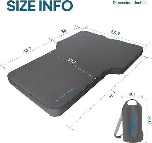 Vista 6 de Colchón de espuma autoinflable Lost Horizon para Rivian R1S Air & Foam Comfort, Adjustable Firmness, 4.5" Thick, R13 Insulation, All-season ready