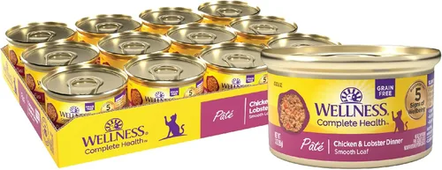 Vista 19 de Wellness Complete Health - Alimento húmedo en paté para gatos adultos, natural, rico en proteínas, sin granos, 3 onzas, paquete de 24