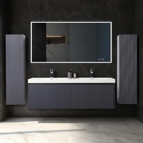 Vista 33 de Blossom Lavabo de baño de 20 pulgadas con tocador, todo en madera montado en la pared, gabinete flotante de baño con tocador con fregadero