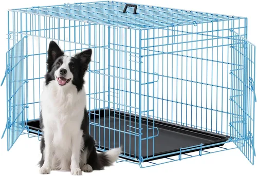 Vista 9 de [Usado] FDW Jaula para perros pequeños de 24 pulgadas plegable de metal con alambre para mascotas, doble puerta con panel divisor para interiores