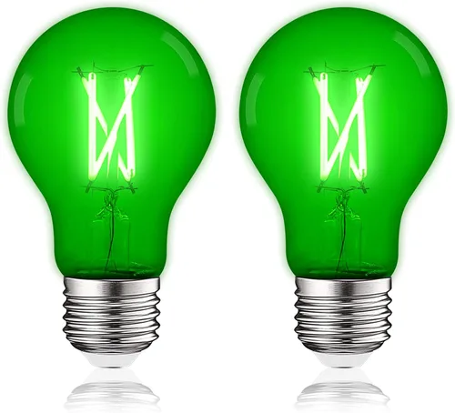 Vista 9 de LUXRITE Bombilla LED A19 Edison verde, 4.5 W (equivalente a 60 W), filamento de vidrio de color, certificación UL, base estándar E26