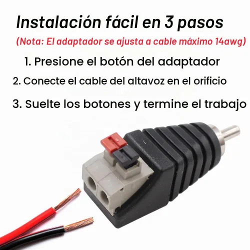 Vista 2 de Paquete de 10 cables de altavoz a conector RCA macho de audio adaptador de enchufe