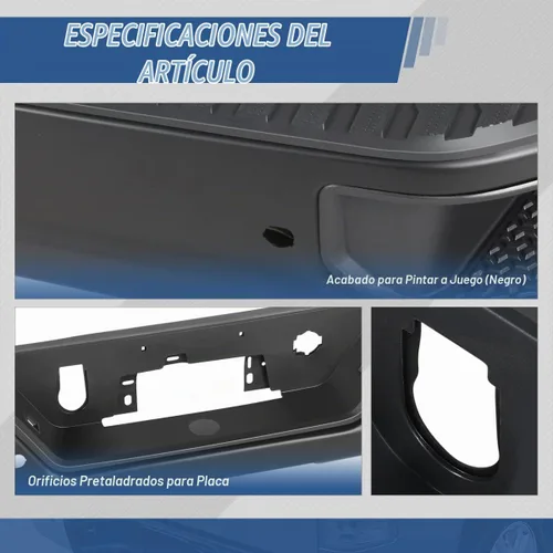 Vista 3 de Auto Dynasty Parachoques Trasero Escalonado Compatible con Chevy Silverado GMC Sierra 1500 LTD Limited 2019-2023, Con Orificios para Sensores