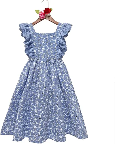 Vista 3 de Kids Toddler Baby Girls Spring Summer Print Ruffle Sleeveless Soft Princess Dress Flower Girl Dresses Infant