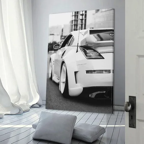 Vista 2 de RIUFIN JDM 350z - Pósteres deportivos para pared en blanco y negro, arte moderno para pared de automóvil, póster genial para habitación de niños