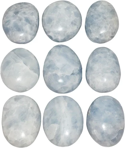 Vista 2 de Nupuyai Piedra de palma pulida irregular natural para reiki, piedras de preocupación pulidas, piedras de cuarzo de cristal de bolsillo, cianita azul