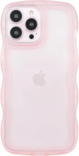 Vista 25 de SKYLMW Funda compatible con iPhone 12 Pro, diseño de ondas rizadas kawaii, borde chapado de lujo, elegante parte trasera transparente brillante, TPU