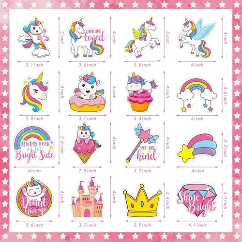 Vista 2 de Flutesan 16 piezas de unicornio, nevera, taquilla, lindos imanes para refrigerador, imanes de arco iris, suministros
