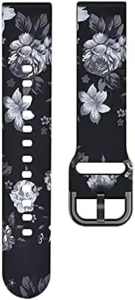 Vista 3 de Compatible con Garmin Forerunner 45, correas de repuesto de silicona estampadas para mujeres y hombres (flor gris)