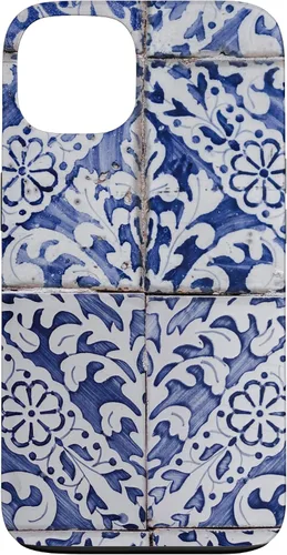 Vista 7 de Azulejos de patrón portugués - Funda azul y blanca floral para iPhone 17
