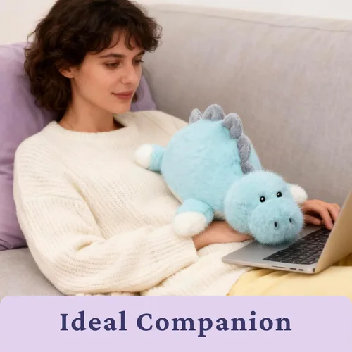 Vista 6 de IKASA Microwavable Stuffed Animal Dinosaur Plush,Weighted Heating 1.5 lbs Blue Dinosaur