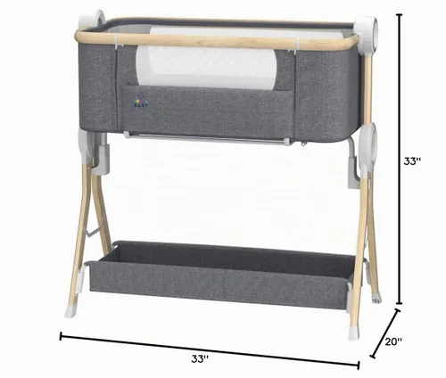 Vista 6 de KoolerThings 3 en 1 cuna/moisés para bebé, cama junto a la cama y corralito, fácil de plegar y portátil (Gris) - KoolaBaby (Gris-Aspecto Madera)