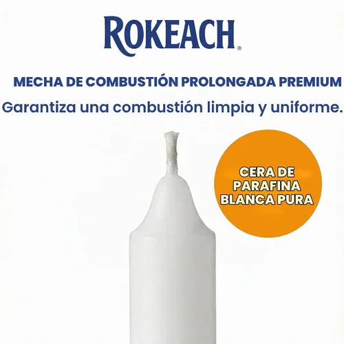 Vista 7 de Rokeach Velas estándar de Shabat, 72 unidades, velas de parafina blanca de sábado, 3 horas de tiempo de combustión