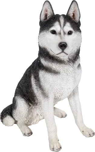 Vista 3 de HI-LINE Gift Ltd. - Husky siberiano grande en blanco y negro sentado