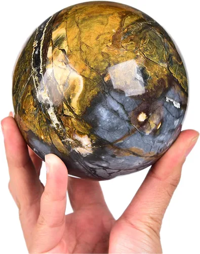 Vista 115 de JIC Gem Piedra Natural de Jaspe Africano Cristal de Curación Esfera Adivinación Bola de Piedra Preciosa, Feng Shui Reiki Aura Decoración
